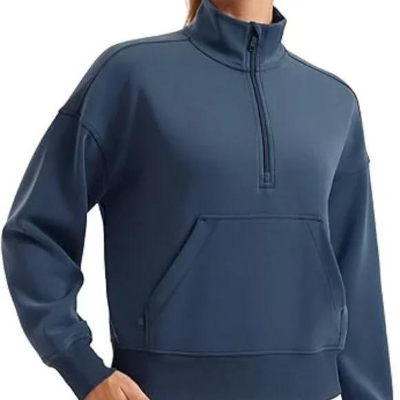 CRZ YOGA Women Half Zip Sweatshirt Long Sleeve Pullover w/ Pocket Size M - Picture 1 of 6